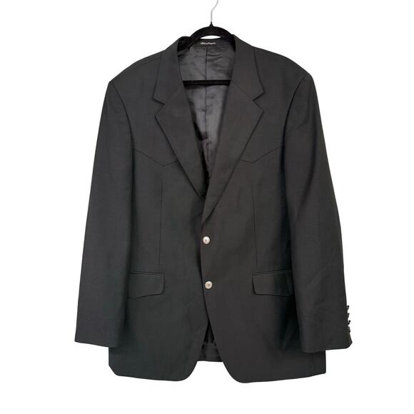 Bar W S Men's Blazer Jacket Western Sports Coat Size 44L Wool Blend Black